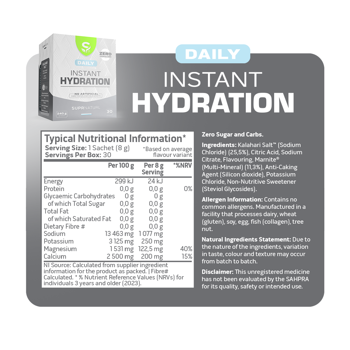 Daily Instant Hydration - SA's Cleanest Electrolyte Blend