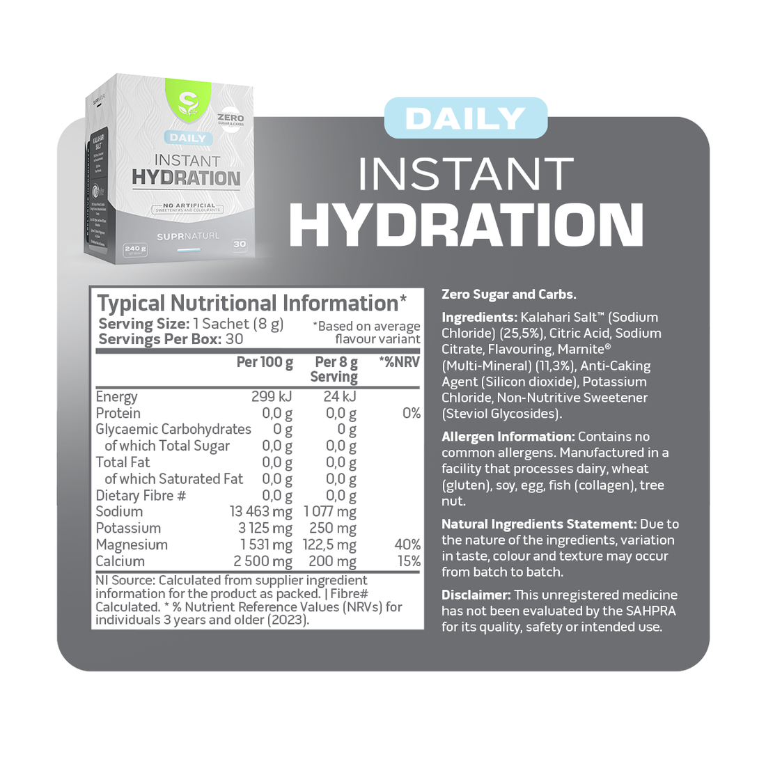 Daily Instant Hydration - SA's Cleanest Electrolyte Blend